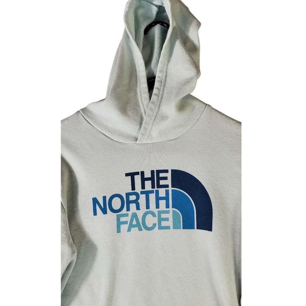 The North Face Girls XL 18 Hoodie Mint Green Blue Logo Pullover‎ Sweatshirt